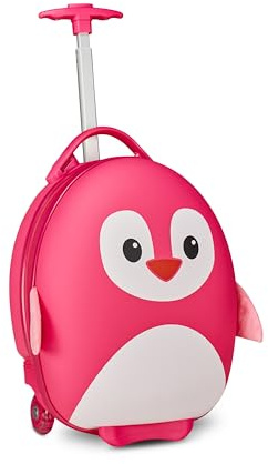 SJ GANG STYLE JAM GANG Hartschalen-Trolley für Kinder, Fancy Animals, Fuchsia, Motiv: Pinguin, Schule und Freizeit, Fuchsia, Taglia Unica, Modern