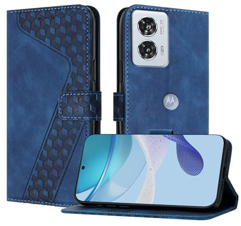 OKZone Coque pour Motorola Moto Edge 50 Fusion, Etui Protection Housse Premium en Cuir PU Portefeuille Étui Téléphone [Fermoir Magnétique] [Fentes pour Cartes] Flip Case(Bleu)
