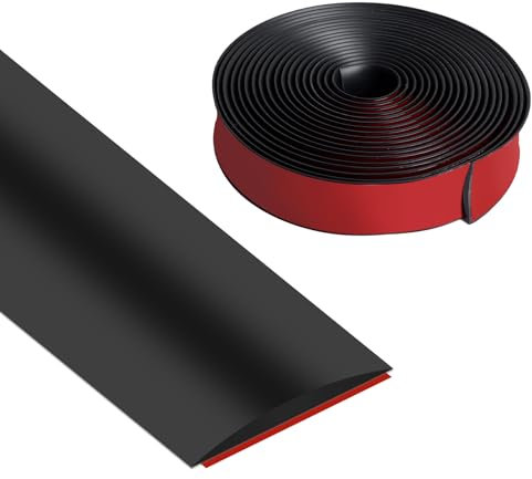 Vefhby Übergangsleiste Selbstklebend, 4cm x 6m Vinyl Übergangprofil Selbstklebend, Bodenleiste Abdeckleiste zum Verbinden von Bodenlücken Bodenleiste Fußböden(Schwarz)