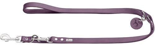 HUNTER verstellbare Hundeführleine aus Leder, Farbe: lila, besonders belastbar, 3-Fach verstellbar, mit Leder-Schlüsselanhänger, Made in Germany, Größe: 16/200