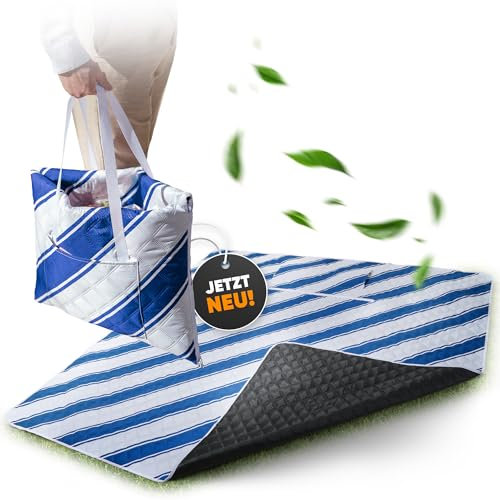 Picknickdecke wasserdicht 200x200cm isoliert & gepolstert - Stranddecke sandfrei – ideal für Camping, Strand, Festivals, Kinder und Parks - ultra leichte faltbare & waschbare – Outdoordecke XXL