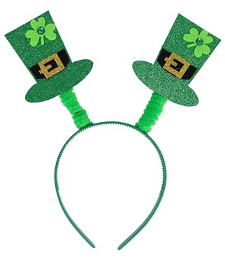 HENBRANDT Irischer Hut mit Kleeblatt und grünem Pelz, Kobold-Hüte, Stirnband, Deely Boppers St. Patrick's Day, irisches Geschenk, Kostüm-Haarschmuck für Erwachsene