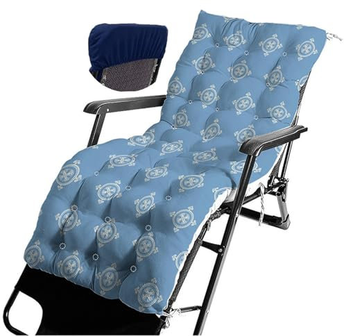 Highdi Cojin para Tumbona de jardín Solamente, Cojines Sillas Reclinables, Antideslizante, Gruesos, Bohemio Cojines para sillones de Exterior, Colchón Banco, Acolchado Grueso (Azul,110x45cm)