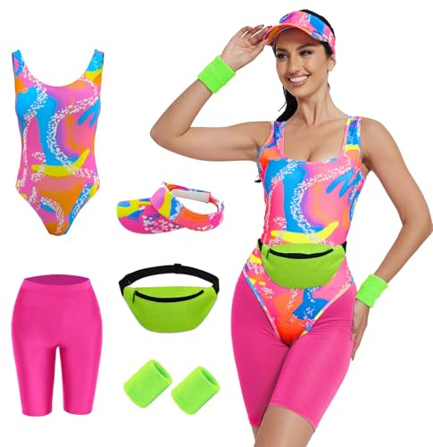 AKFJDLAD 80er 90er Jahre Damen Retro Damen Sportbekleidung Anzüge Halloween Cosplay Bademode Strandmode (L)