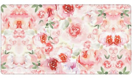 Tapis de souris horizontal surdimensionné en caoutchouc mélangé d'impression rose, couleur pâle délavé, idéal pour grand tapis de souris, 40,6 x 74,9 cm, bureau