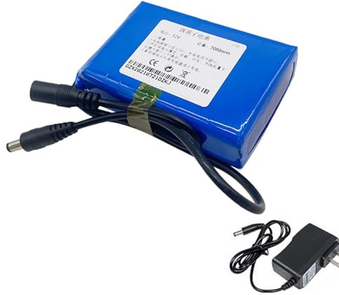 HSSYTZOUL 12 V DC Batterie Lithium-ION Pack Rechargeable 7000 Mah Puissante Batterie Lithium-Polymère Portable Convient pour L'équipement d'alimentation 12 V avec Chargeur,Blue7000mah