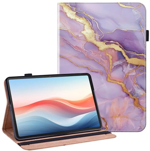 YHDXUYS Case for Samsung Galaxy Tab S6 Lite 10.4 Inch 2024/2022/2020 Tablet with Pencil Holder, Multi-angle Stand Wallet Design Cover, Purple Marble
