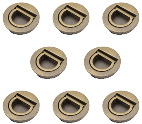 MOROBOR Runder Zugring eingebetteter Griff, 8 Stück Tatami versteckte Griffe, verdeckte Schranktür-Finger, Möbelbeschläge mit Schrauben für Schrank, Kleiderschrank, Schublade (Bronze)
