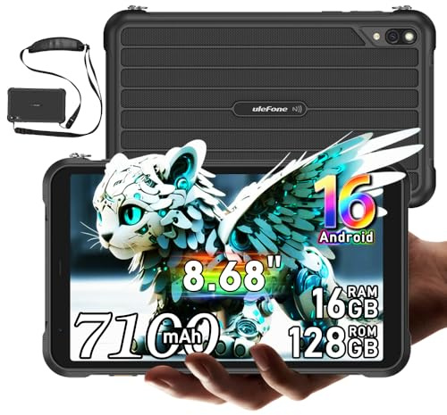 Ulefone Rugking Pad Pro 4G Rugged Tablet 8.0 pollici, Android 16 16GB+128GB/2TB Tablette in Offerta,7100mAh, IP68/IP69K Robusto Tablet, 5G WIFI/OTG/GPS/NFC/FM/Face ID, 2 Altoparlanti Stereo, Nero