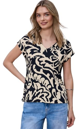 Damen T-Shirt mit Split Neck und Frontprint