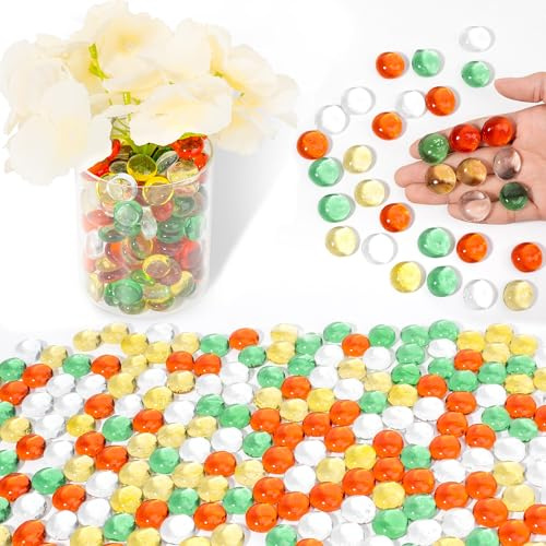 O-G-Y-Clr - Perline di vetro per vasi, 440 g, pietre di Mancala, decorative per vasi di fiori, artigianato, biglie di vetro piatte per decorazione acquario, decorazioni per acquari, decorazioni per