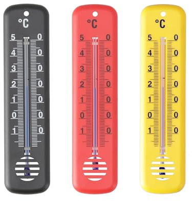 Lantelme 3 Stück Innenthermometer Temperaturanzeige -25°C bis 50°C | Analog Thermometer Set Zimmer Innen Außen Garten verwendbar | Farben Blau Grün Pink 14cm Kunststoff Wetterfest (BRD)