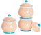Nicola Spring Patterned Sugar Bowls with Lids - Orange - Pack of 3 - Porcelain Hand Printed Sugar Pot China Kitchen Salt Jar Seasoning Spice Storage Container