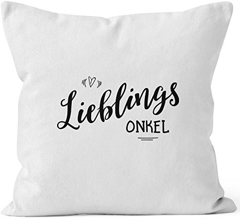MoonWorks Kissenbezug Lieblingsonkel Geschenk Familie Onkel Kissen-Hülle Deko-Kissen 40x40 Baumwolle weiß 40cm x 40cm