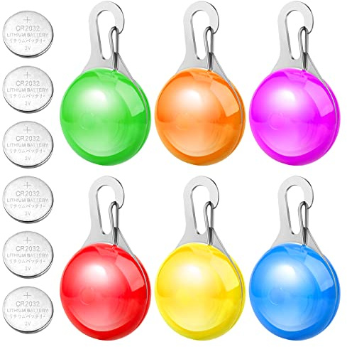 Faburo 6 PCS Clip on Dog Collar LED Lights, Safety Night Walking LED Lights | included 6 pcs Battery(Water Resistent)