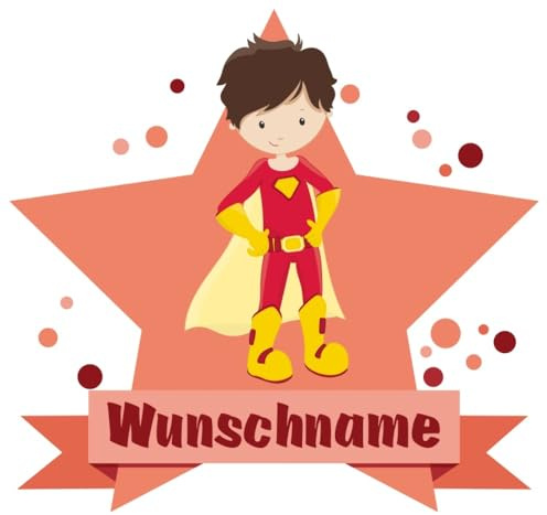 Samunshi® Superheld Jay Wandtattoo Türschild mit Name personalisierbar Kinderzimmer Türaufkleber Baby Wandaufkleber - 70x61cm mehrfarbig