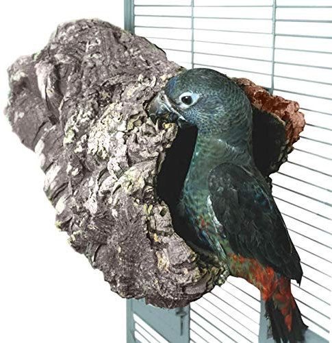 HappyBird | Premium Natur Kork Höhle Korktunnel Medium für Papageien mit Edelstahl