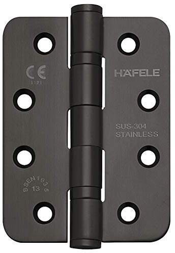 JUVA Tür-Scharnier Edelstahl schwarz matt Aufschraubband abgerundet Startec DHB3221 für ungefälzte Innentüren | Schwerlast Tragkraft bis 120 kg | 1 Stück - Aufschraubscharnier Zimmertür mit Schrauben