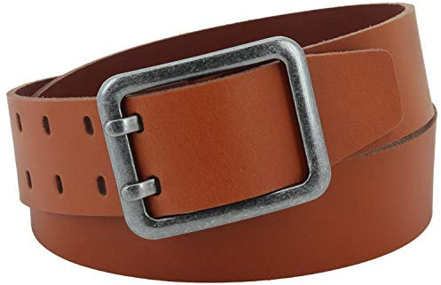 Vascavi ® Ledergürtel aus Rindleder, 4,5 cm breit und ca. 0,3 cm stark, echt Leder Gürtel, Made in Germany, kürzbar, für Damen und Herren #4,5-0003 (115 cm Gesamtlänge 130 cm, Cognac)