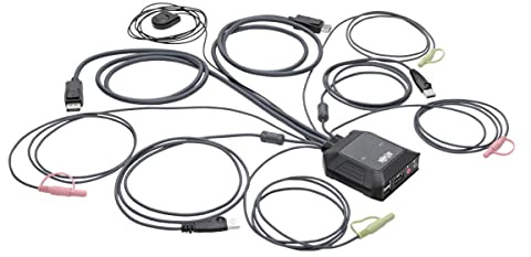 Eaton Tripp Lite 2-Port DisplayPort 1.1/USB KVM-Switch mit Audio/Video, eingebauten Kabeln, USB-Peripherie-Freigabe (B032-DPUA2)