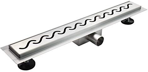 Duschrinne 80 cm Bodenablauf Duschablauf aus Edelstahl sehr flach Größen 50cm – 120cm Model R6 Welle