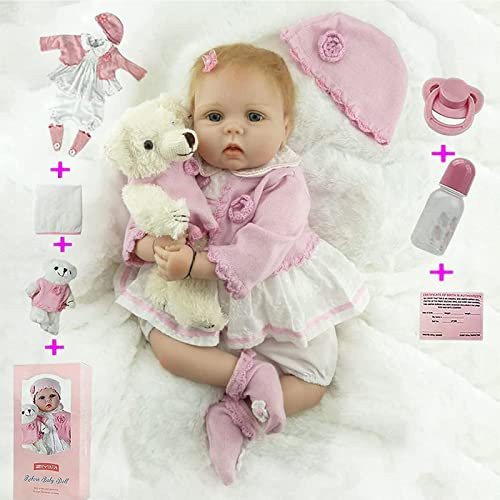 ZIYIUI Reborn Babypuppen 22 Zoll 55 cm Weiche Vinyl Silikon Lebensecht Simulation Reborn Babys Mädchen Lebensechte Babypuppen Neugeborenes Mädchen Junge Spielzeug