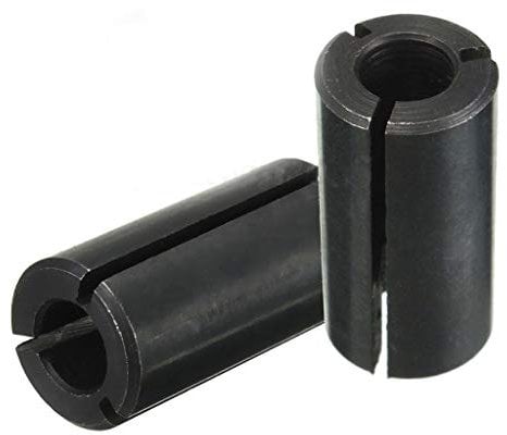2Pcs 1/2 to 1/4 Router Collet Reduction Sleeve Tool Bit - A3 Carbon Steel Black