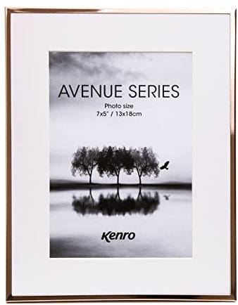 Kenro Avenue Rose Gold Photo Frame 8x10 Inch / 20x25cm with White Mat for Photo 8x6 Inch / 15x20cm - AVE1520RG