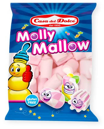 CASA DEL DOLCE Molly Mallow Bicolore Rosa, Marshmallow Sfuso, Busta da 1 Kg, Ideale per Feste di Compleanno, Senza Lattosio e Gluten Free