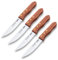 PracticDomus 3 Claveles - Juego de 4 Cuchillos Chuleteros en Acero Inoxidable 3Cr13 Gama Angus, Mango de Madera de Fresno