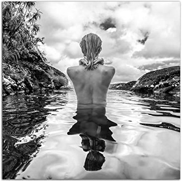 Startonight Quadro su Vetro Acrilico - Natura e Donna in Bianco e Nero - Moderno Stampa 60 x 60 CM