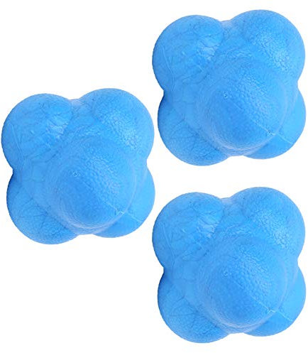RiToEasysports 3pcs Reaktionsball, TPR Hex Bounce Reaktionsball Koordination Reflex Übung Sport Fitness Trainingsball(Blau)