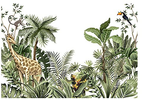 Vlies Fototapete Dschungel Kinder Papagei Tiere Pflanzen Wohnzimmer Wandtapete Tapete UV-Beständig Montagefertig (14070, V8 (368x254 cm) 4 Bahnen)