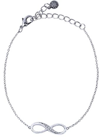 VIASOUL® Armband Infinity I Unendlichkeitszeichen Kette für Damen I Mit 585er Gold überzogen I Die Original Unendlichkeit Armkette (Silber)