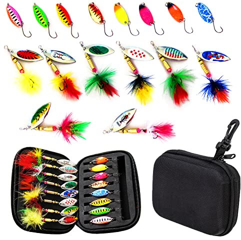 Forellen Spoon Set, Kunstköder Spinner Blinker Set, AngelKöder 16 stücke, Angelzubehör für Hecht, Zander, Barsch, Forelle, mit Box (C)