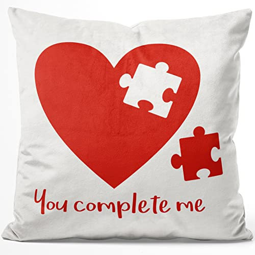 JUNIWORDS Kissen, You Complete me, 40 x 40 cm, Flauschig Samtweich Weich (1003648)