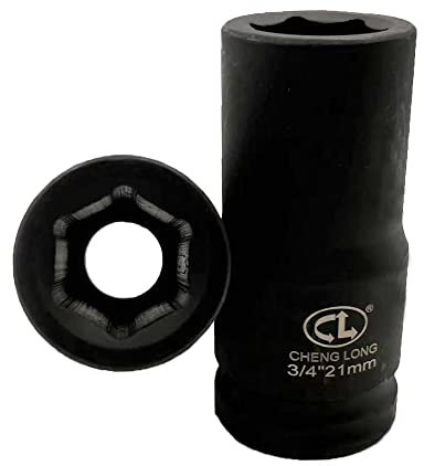 XRMXF Sechskant-Kraft-Stecknuss, 3/4 Schlagschrauber-Nüsse, lang, 21mm