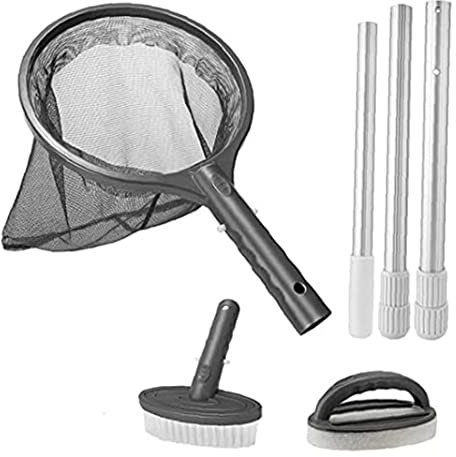 Torribala Set de limpieza de piscina, accesorios para , red de piscina, kit de fijación con red de hojas, para limpieza de piscinas, jacuzzis y spas