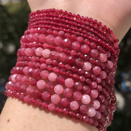 A+ Natürliche Rubine Steinperlen kleine rote Kristalle runde lose Perlen für die DIY-Schmuckherstellung Armbandperlenzubehör-Rubine, 2 mm, 170 Stück