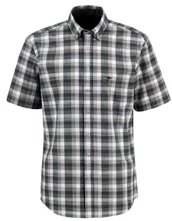 FYNCH-HATTON Kariertes Baumwoll-Hemd mit Halbarm Navy/XXL