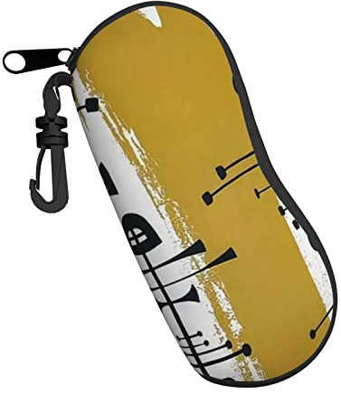 ZORIN Brillenetui aus weichem Neopren, mit Reißverschluss, 3D-Sonnenbrillen-Beutel, 50er-Jahre-Muster, tragbar, Schutzhülle für Brillen, Tasche mit Gürtelclip, für Herren und Damen, Schwarz , One size