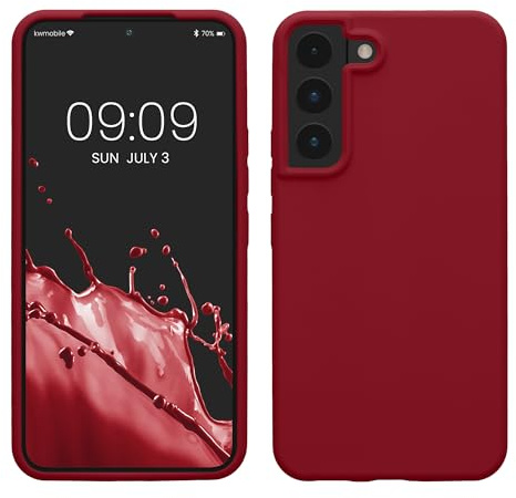 kwmobile Handyhülle für Samsung Galaxy S22 Hülle - Case Silikon - Kabelloses Laden - Schutzhülle Cover in Rhabarber Rot
