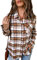 Deer Lady Chemise à carreaux en flanelle décontractée boutonnée pour femme - Manches longues, Z-LC - Marron, Taille 3XL