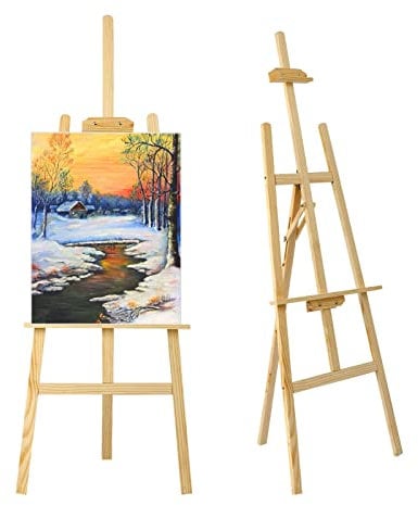Trintion 2Pcs Easel Stand 1.5M Studio Easel Adjustable Drawing Painting Holder Folding Art Stand for Wedding Wooden A-Frame Display Drawing Board for Painting
