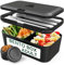 Umami Lunchbox Erwachsene, Verschachtelbar Auslaufsichere Bento Box mit 4 Bestecke & Fächern, Brotdose Erwachsene, Salatbehälter To-Go, Lunch Box für Picknick/Büro, Onyx Schwarz, 900 ml