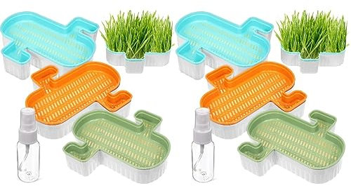 YARNOW 6 STK Katzenpflanzenbehälter Töpfe Für Freilandpflanzen Kindergarten-sämlingstablett Katzengras-anzuchtset Hydrokultur-pflanzkasten Startertablett Kätzchen Pflanzschale Plastik