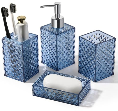 RYTOXILO Juego de accesorios de baño acrílico azul