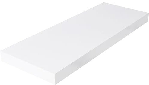 EUGAD Schweberegale Wandregale Eckwand Lagerregale unsichtbare Montage Bücherregale, 50 x 23 x 3,8 cm, Weiß Schweberegal