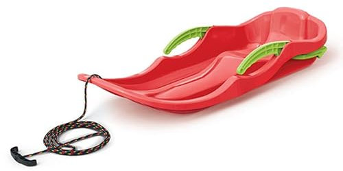 molti Schlitten für Kinder mit Zugseil und Bremsen Bob Rutscher Rodel Schneegleiter Lenkbob Lenkschlitten Race (87x40x18 cm) Race S (79x39x15,5 cm) (Rot, Race S (79x39x15,5 cm))
