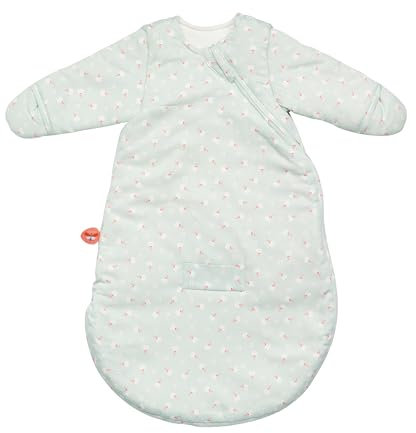 Nattou Babyschlafsack für Herbst und Winter, Aus Baumwolle, TOG 2, Ca. 60 cm, 0-3 Monate, Mila, Zoë und Lana, Hellgrün
